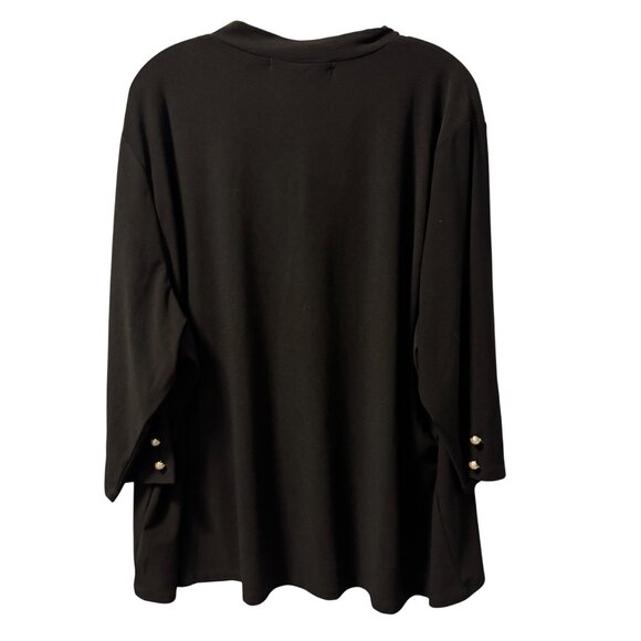 Love Scarlett Womens Top Sz 3X Black Tunic With Tie Neck & Button Cuffs - Picture 8 of 11
